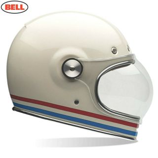 Bell Cruiser Bullitt Vintage Stripes White Motorcycle Helmet Crash Helmet