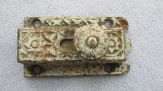 Antique Eastlake Victorian Door Deadbolt Ornate Cast Iron