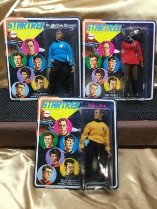 Vintage Star Trek Mego Kirk,  Mccoy,  & Uhura 8 " Action Figures Near