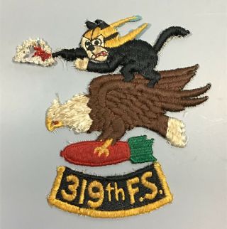 Wwii Army Air Corps 319th Fighter Sqdn Patch For Flight Jacket Cut Edges No Glow