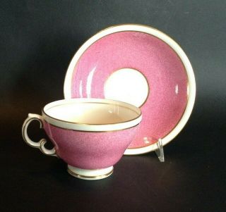 Adderley Pedestal Tea Cup And Saucer - Pink And White - Gold Accents - England 2