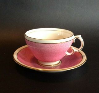 Adderley Pedestal Tea Cup And Saucer - Pink And White - Gold Accents - England 3