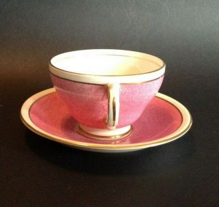 Adderley Pedestal Tea Cup And Saucer - Pink And White - Gold Accents - England 4