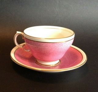 Adderley Pedestal Tea Cup And Saucer - Pink And White - Gold Accents - England 5