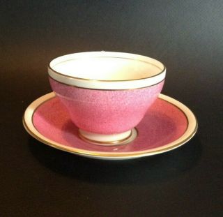 Adderley Pedestal Tea Cup And Saucer - Pink And White - Gold Accents - England 6