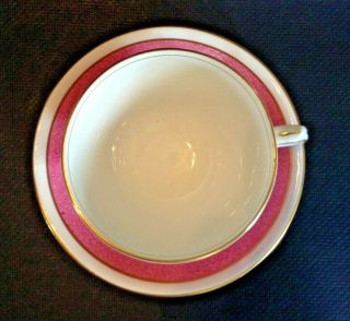 Adderley Pedestal Tea Cup And Saucer - Pink And White - Gold Accents - England 7