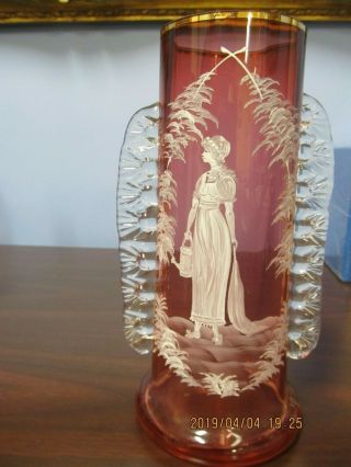 Mary Gregory Vase With Ruffled Edge