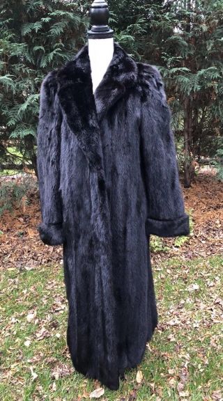 Designer I.  Magnin Brown Vintage Mink Fur Classic Long Coat Sz L/xl