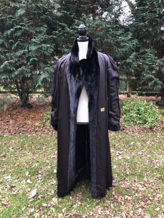 Designer I.  MAGNIN Brown Vintage MINK Fur Classic Long Coat Sz L/XL 7