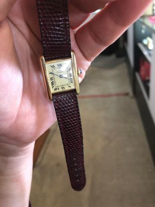Vintage Must De Cartier 925 Vermeil Argent Tank Watch