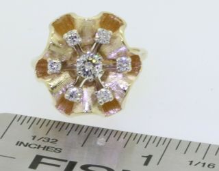 Vintage 14K gold.  61CTW VS/G diamond florentine flower cocktail ring size 6.  5 3