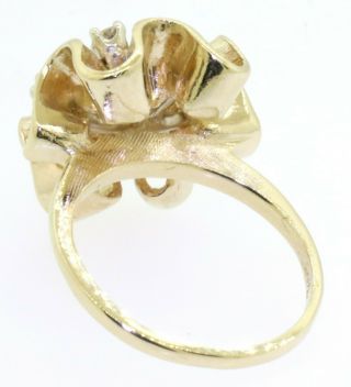 Vintage 14K gold.  61CTW VS/G diamond florentine flower cocktail ring size 6.  5 4