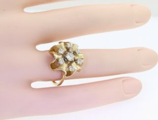 Vintage 14K gold.  61CTW VS/G diamond florentine flower cocktail ring size 6.  5 5