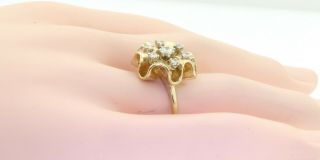 Vintage 14K gold.  61CTW VS/G diamond florentine flower cocktail ring size 6.  5 6