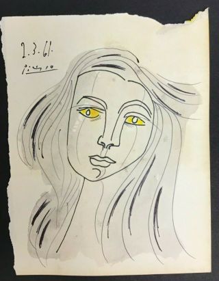 Vintage Picasso Drawing Of A Woman 