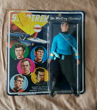 Vintage Mego Star Trek Dr.  Bones Mccoy 5 Face 1st Series Moc Rare 1974