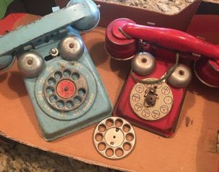 Two Vintage Metal Play Phones -