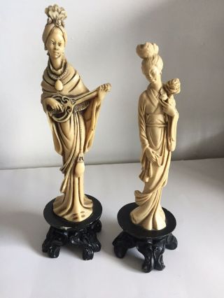 Vintage Old Chinese Carved Lady Figures