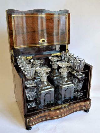STUNNING ANTIQUE FRENCH NAPOLEON III ROSEWOOD CAVE A LIQUEUR DECANTER BOX c1870s 3
