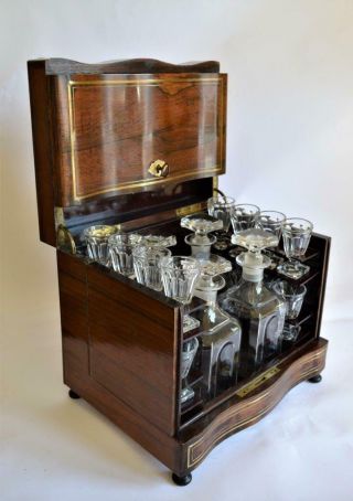 STUNNING ANTIQUE FRENCH NAPOLEON III ROSEWOOD CAVE A LIQUEUR DECANTER BOX c1870s 4
