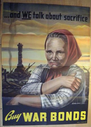 World War 2 Poster,  Vintage Wwii ".  And We Talk About Sacrifice "