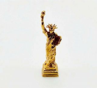 Awesome Vintage Solid 14k Yellow Gold Statue Of Liberty Charm Pendant