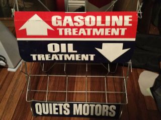 Vintage Embossed STP Motor Oil Can Display Gas Service Station Rack Sign 3