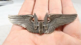 Wwii Us Army Air Corps Sterling Silver 3 Inch Aerial Gunner Bombardier Force