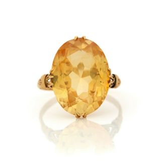 Antique Vintage Art Nouveau 18k Gold Oval Corundum Yellow Sapphire Ring Sz 7.  75 3