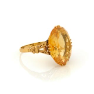 Antique Vintage Art Nouveau 18k Gold Oval Corundum Yellow Sapphire Ring Sz 7.  75 4