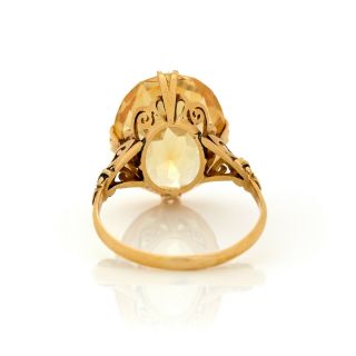 Antique Vintage Art Nouveau 18k Gold Oval Corundum Yellow Sapphire Ring Sz 7.  75 6