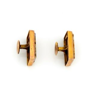 Antique Vintage Art Nouveau 14k Rose Gold Gold Bearing In Quartz Mens Cufflinks 3