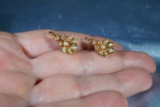 ANTIQUE FRENCH VICTORIAN 18K GOLD ROSE CUT DIAMOND PEARL EARRINGS 4
