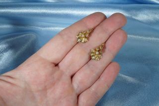 ANTIQUE FRENCH VICTORIAN 18K GOLD ROSE CUT DIAMOND PEARL EARRINGS 6