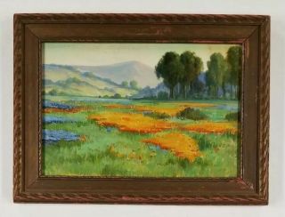 Antique Old Early California School Circle Of John Gamble Style Poppies Painting