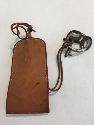 Rare Vintage LOUIS VUITTON trunk Keys 112004 & Leather Key Keeper Pouch Stamped 6