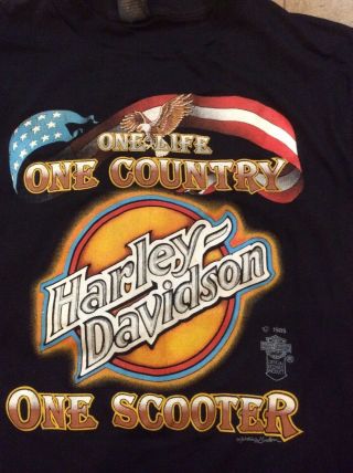 Vintage Harley Davidson 3d Emblem T Shirt Double Sided M 1985 One Life
