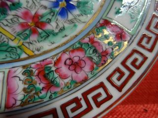Chinese rose flowers china plate Medallion porcelain hand painted birds butterfl 6