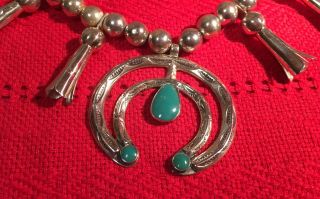 Vintage Bell Sterling Silver Navajo Squash Blossom Necklace 18” 100g 3
