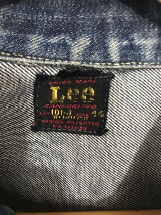 1950s Lee 101 - J Denim Jacket - Rare Red Label - Sanforized Cotton L/XL - 44 8
