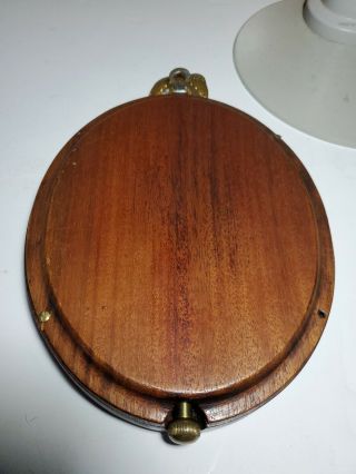 WALTHAM WALL CLOCK Antique Oval Art Noveau Wood Frame Brass Tone Quartz Movement 4