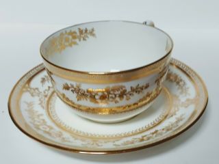 Wedgwood Tea Cup & Saucer Set Gold Scrolling & Flowers - Numbered RARE 3