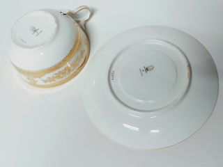 Wedgwood Tea Cup & Saucer Set Gold Scrolling & Flowers - Numbered RARE 6