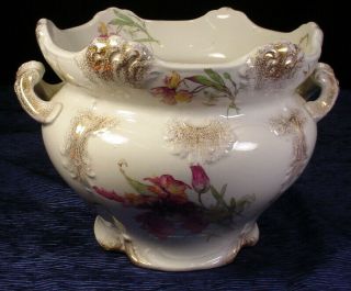 Antique Porcelain Jardiniere Planter With Double Handles 8041