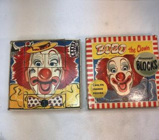 Vtg 1950’s Bozo The Clown Changeable Puzzle Blocks Toy