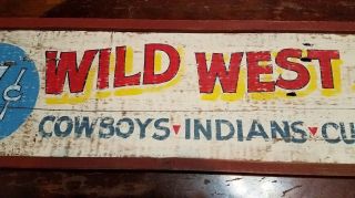 Antique Wild West Show Advertisement,  Wooden Sign from Evansville,  Indiana 4