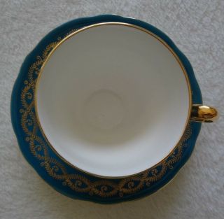 Royal Windsor Fine Bone China England Tea Cup Saucer Set Green Gold White 2
