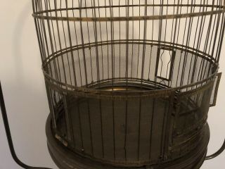 Vintage Brass Bird Cage with Matching Brass Stand 2