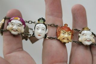 TI VERY RARE Kojima Art Porcelain 7 Fortune Gods Bracelet and Neckalce Set Occ. 10