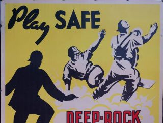 c.  1950s Play Safe Use Deep - Rock Prize Motor Oil Baseball Sign Poster Vintage 3